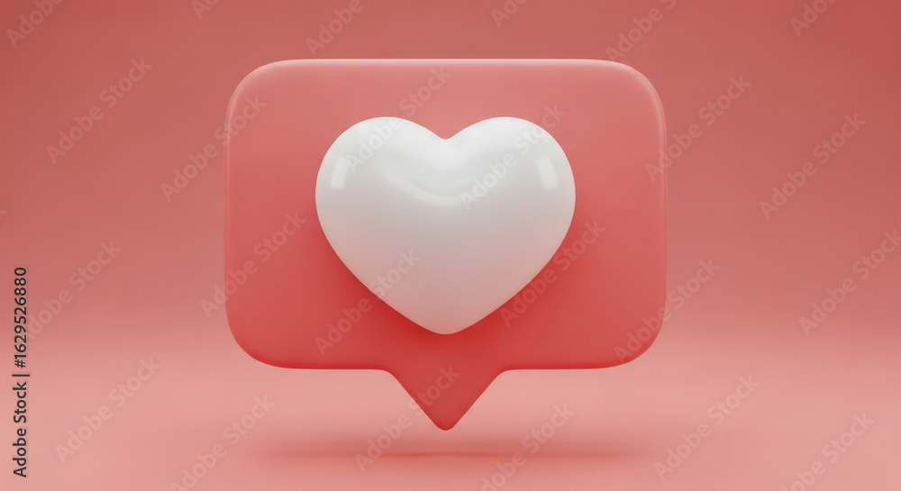 Aufkleber a captivating 3d render of a social media like notification icon with a white heart against a soft c