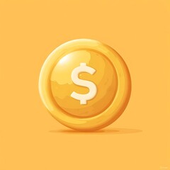 Golden coin with dollar sign.