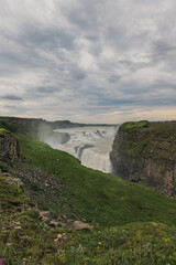 Gullfoss Waterfall Cascading in Two Stages in Southwest Iceland