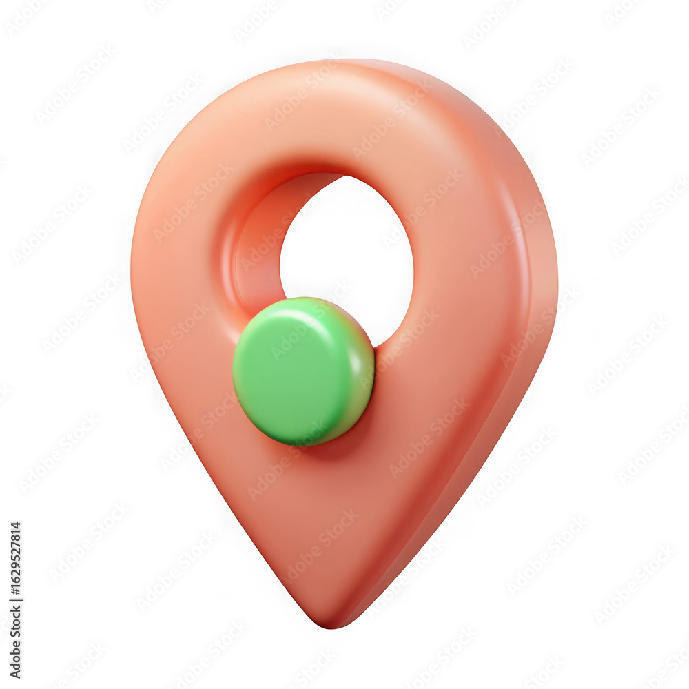Poster 3d illustration of a 3d rendering of a location pin icon indicating a specific place on a map for na