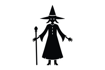 witch standing still vector icon