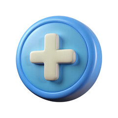 Fototapeta premium 3d rendered blue circle plus icon isolated on transparent background