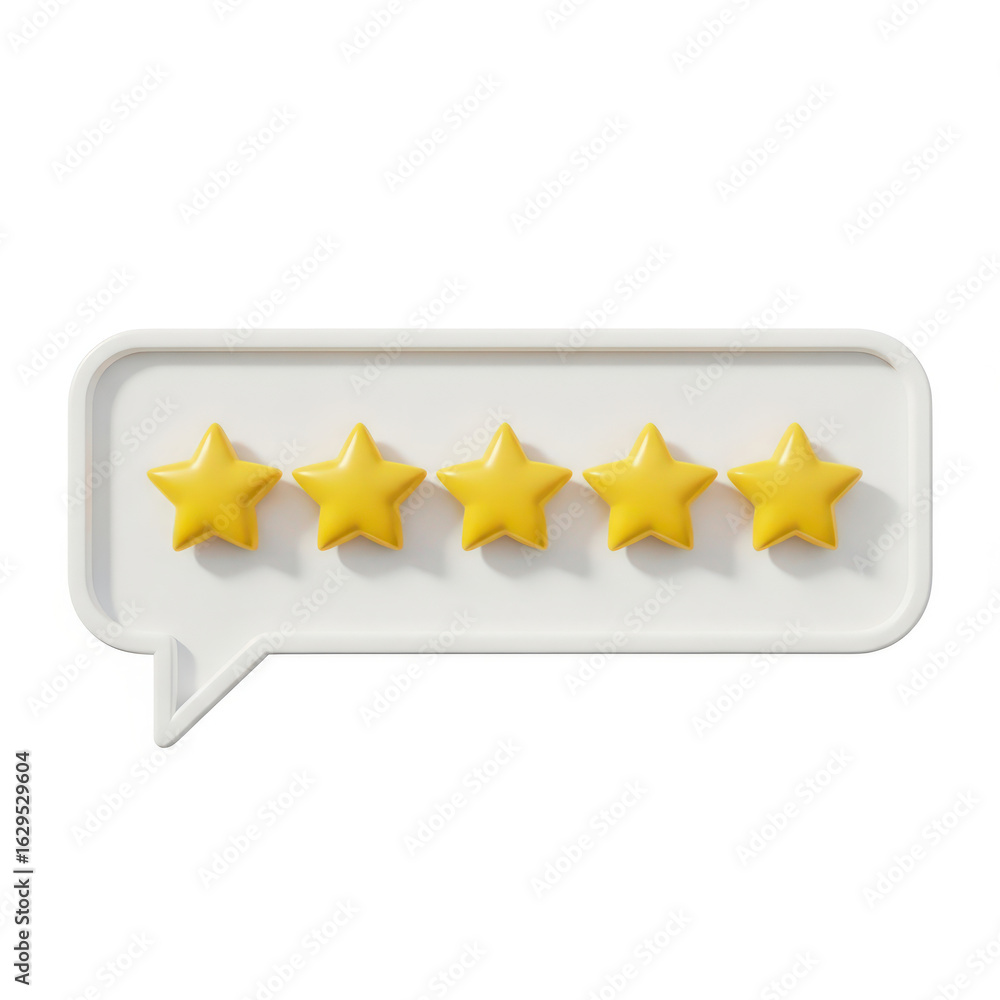 Aufkleber a glowing five-star rating displayed in a speech bubble, representing exceptional quality and custom