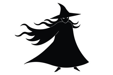 witch with windswept cloak vector icon