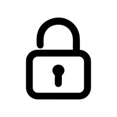 Simple Line Art Unlocked Padlock Icon, Security and Safety Design Element