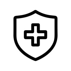 Obraz premium Line Style Detailed Shield Plus Symbol Medical Safety Icon