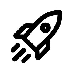 Minimalist Outline Spacecraft Rocket Launching Startup Sign Shape Icon