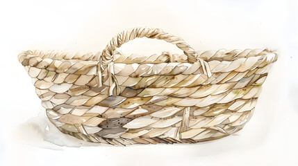 Obraz premium watercolor painting of a woven rope basket