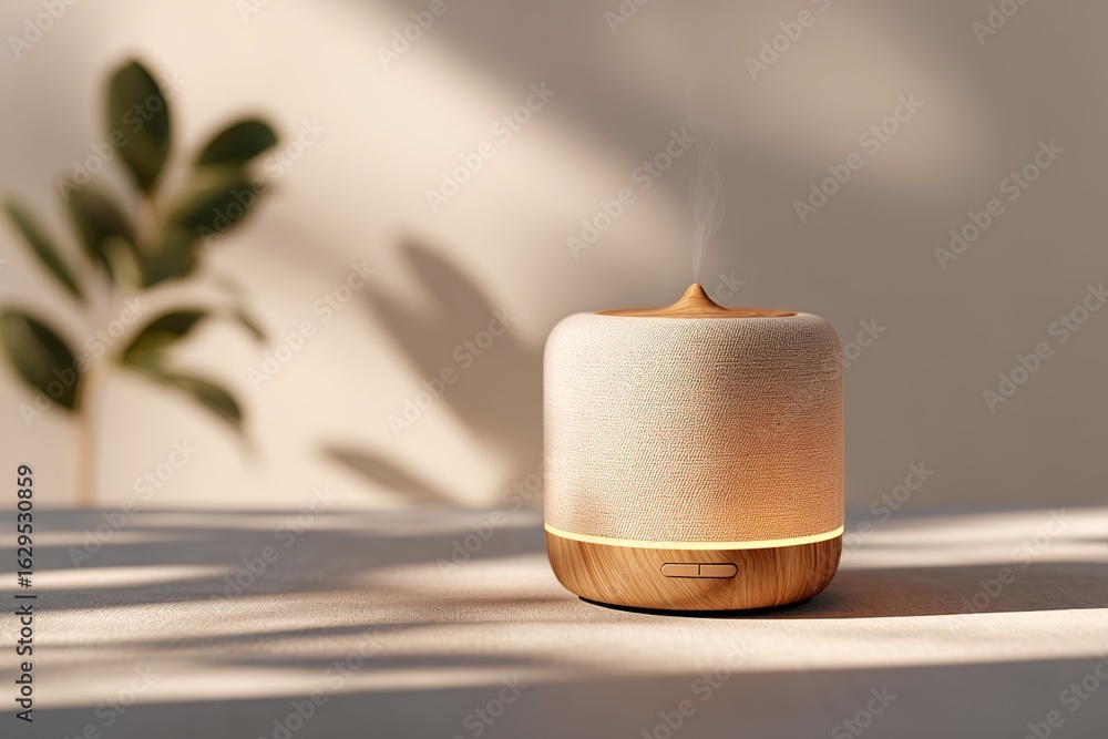 Poster diffuser mock-up showcasing elegant design in natural light setting