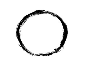 Circular, textured, dark ink,  graphic