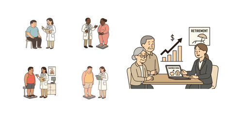 Health and Financial Planning Illustration Set
