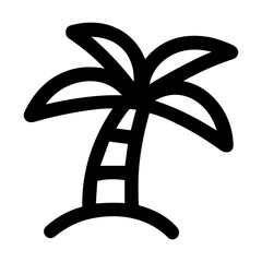 Line Art Handdrawn Palm Tree Silhouette Tropical Vacation Symbol Icon