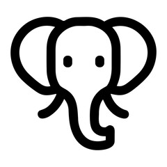 Simple Line Cute Elephant Head Minimalist Style Drawing Icon Illustration