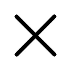 Simple Line Style Cross Mark Symbol, Sign, Icon Illustration