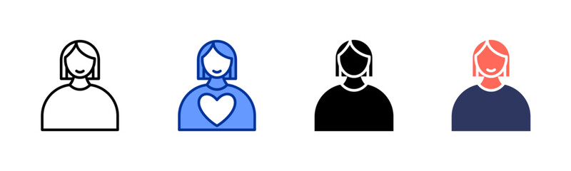 Woman icon sheet multiple style collection