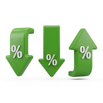 Green Percentage Arrows Showing Increase Decrease and Stability A Visual Representation of Financial Trends and Market Fluctuations A Symbol of Growth