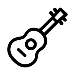 Simple Outline Ukulele String Instrument Line Art Black and White Icon