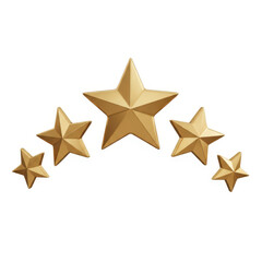 Obraz premium A Collection of Five Golden Stars Arranged in a Semicircle, Representing Excellence and High Achievement, Set Against a Clean White Background for Emphasis