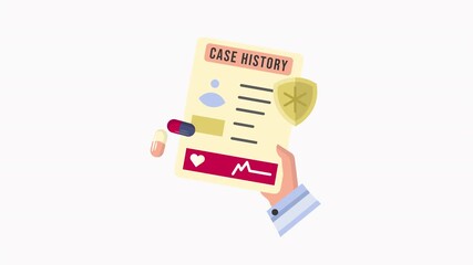 Medical Case History Icon Animation – Patient Record and Health Documentation – Alpha Channel