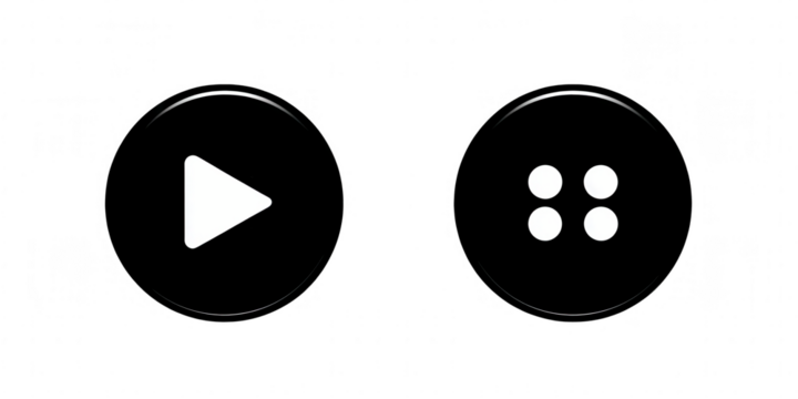 Two circular buttons, one with play icon, the other with stop/pause