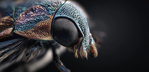 Under a close - up shot, the beetle's body details are clear, with spots on the shell and unique textures, full of a wonderful micro - natural biological atmosphere.