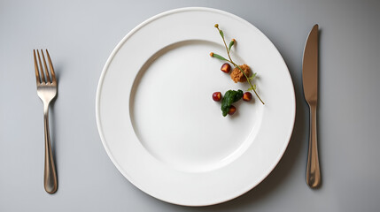 Empty plate, untouched meal, signifying abstinence , detox, reset