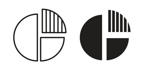 Market share icon. simple, flat, black, outline.