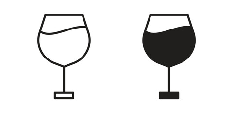 Wine glass icon. simple, flat, black, outline.