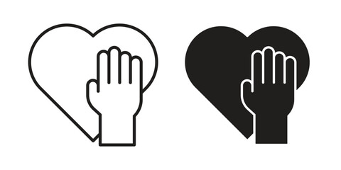 Voluntary service icon. simple, flat, black, outline.