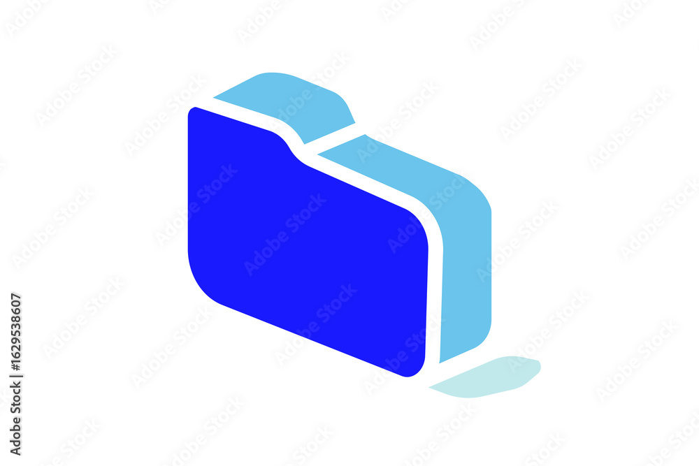 Aufkleber the image displays a 3d icon of a folder, rendered in a two-tone blue color scheme. the front face i
