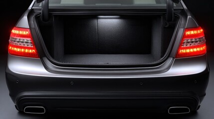 Open car trunk, lit interior