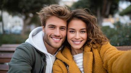 couple in love walking in park