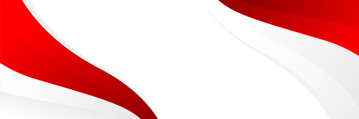 Naklejka premium Abstract red and white wave background. Modern Indonesian flag color theme. Minimalist patriotic banner design for Independence Day, national events, web headers, and more