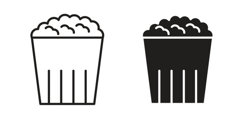 Popcorn icon. simple, flat, black, outline.