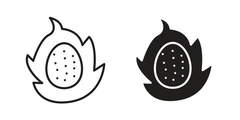 Pitaya icon. simple, flat, black, outline.