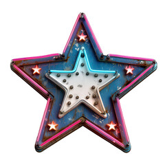 retro neon marquee star isolated on white background