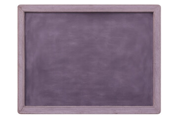 Fototapeta premium Purple wooden-framed chalkboard offering clean writing surface, displaying blank educational board against transparent background