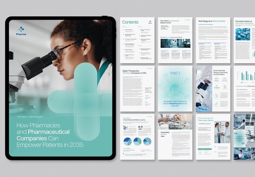 Digital Brochure Template with Pharmacy, Healthcare & Medical Theme