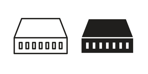 Network switch icon. simple, flat, black, outline.