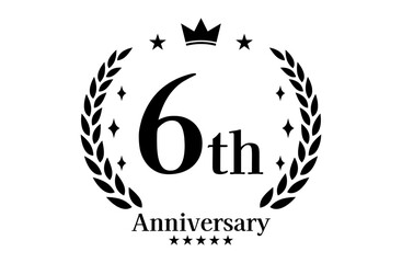 6周年記念、アニバーサリーのロゴベクターイラスト