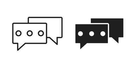 Message icon. simple, flat, black, outline.