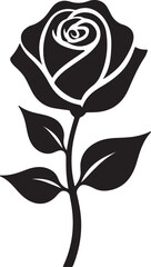 Rose Black Silhouette Decorative Icon Bundle,