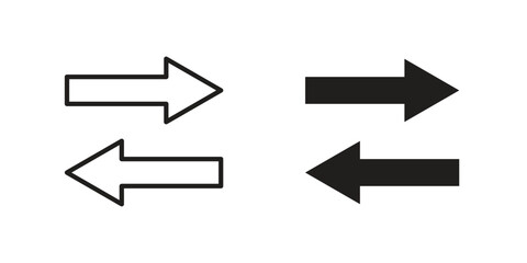 Left right direction icon. simple, flat, black, outline.