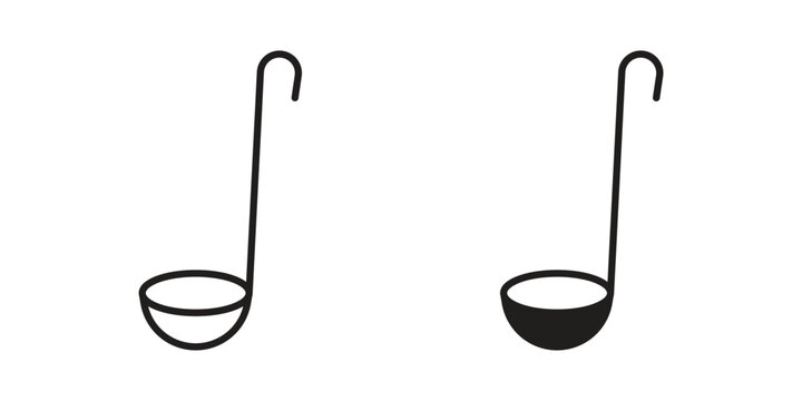 Ladle icon. simple, flat, black, outline.