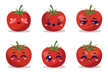 Cute tomato flat vector, vegetable illustration collection.eps