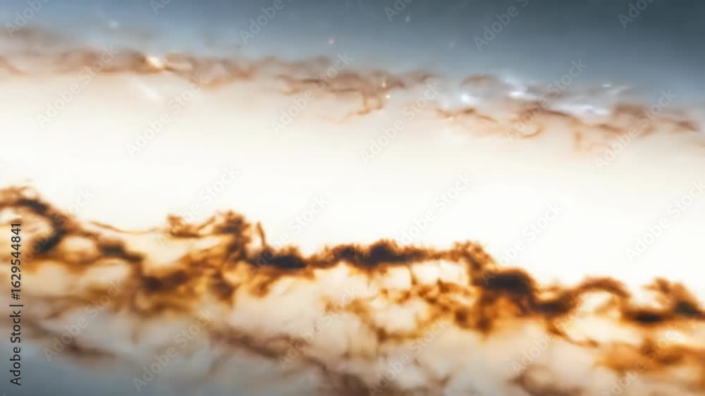 Poster asteroid floating in space with galaxy and bright light in deep cosmic background