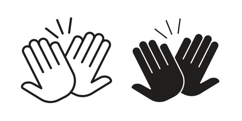 High Five icon. simple, flat, black, outline.