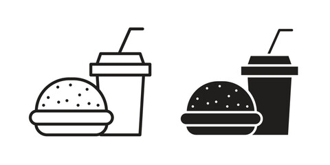 Fastfood icon. simple, flat, black, outline.