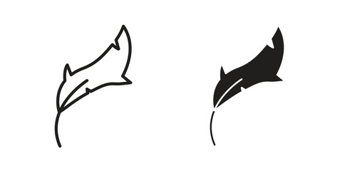 Feather icon. simple, flat, black, outline.