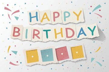 Colorful Happy Birthday Greeting Card Background Vector – Festive Celebration Design with Balloons, Confetti, Typography, Party Elements, Ideal for Invitations and Social Media Graphics

